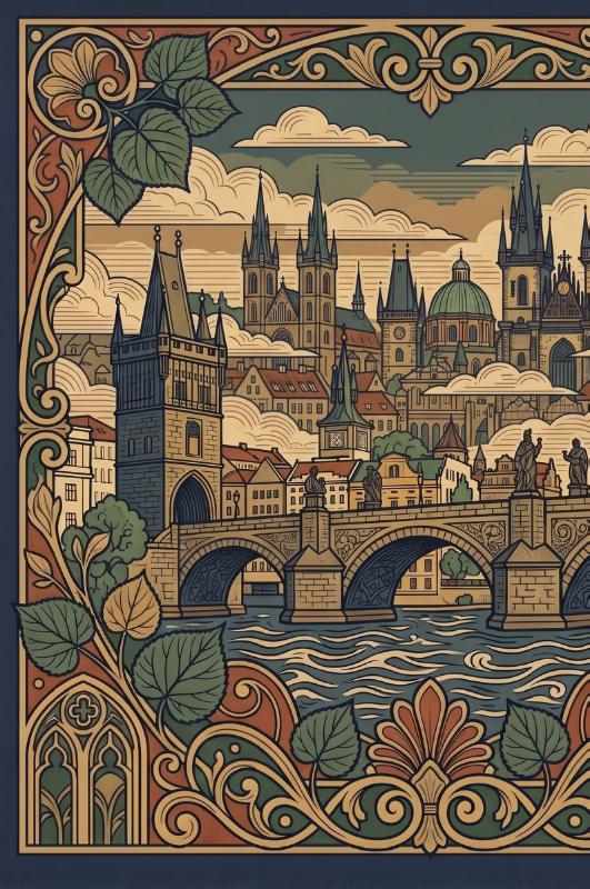 Achterkant van Praag en de Karelsbrug