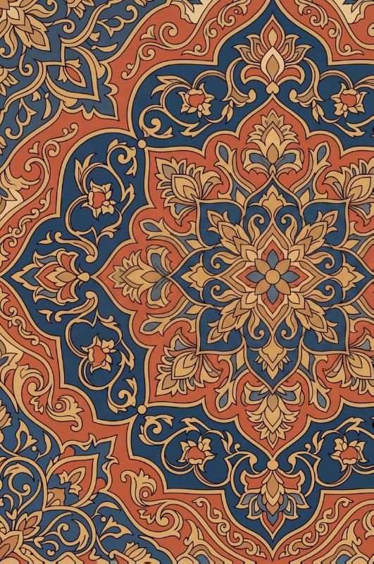 Achterkant van Perzische tapijten en medaillons