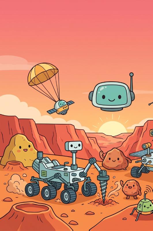 Achterkant van Marsrovers en ruimtesondes