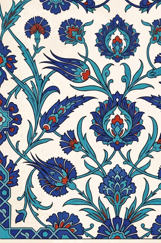 Achterkant van Iznik-tegels uit Turkije