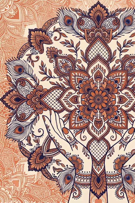 Achterkant van Mehndi en hennapatronen