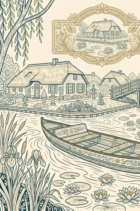 Achterkant van Giethoorn en de punters