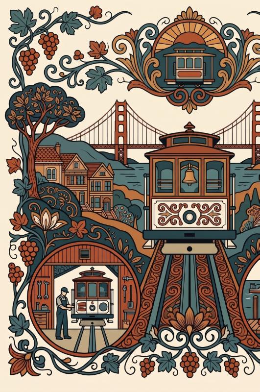 Achterkant van San Francisco en de kabeltrams