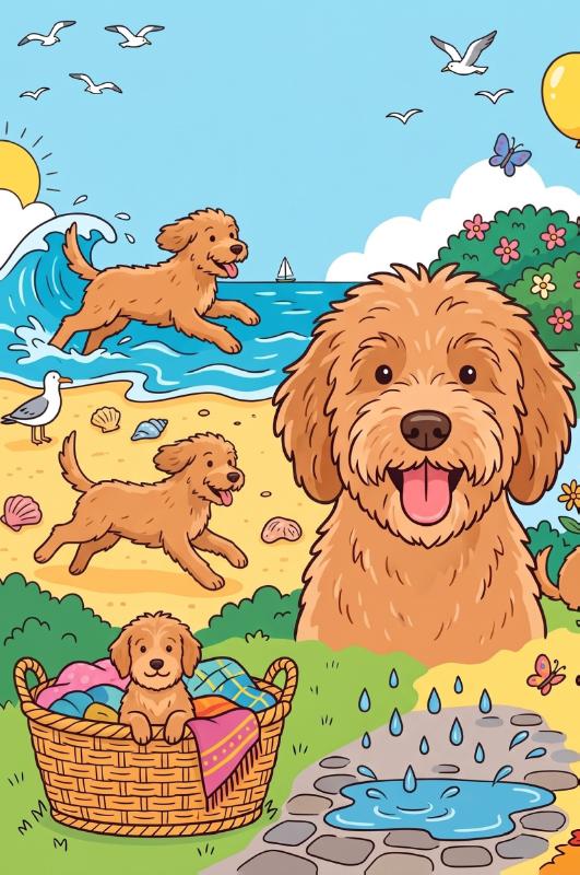 Achterkant van Labradoodles