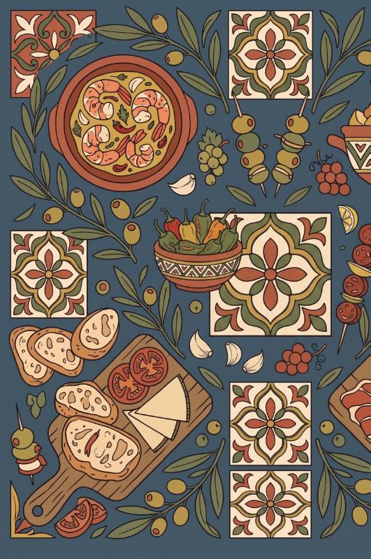 Achterkant van Spaanse tapas