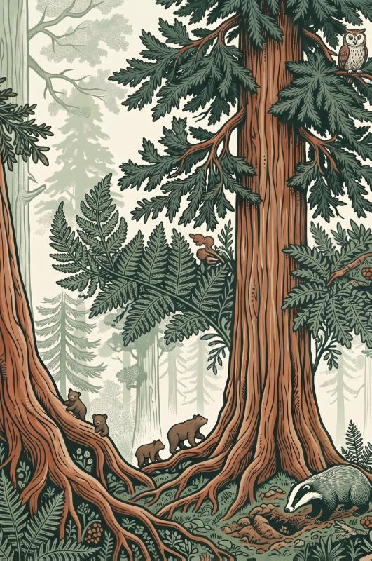 Achterkant van Mammoetbomen