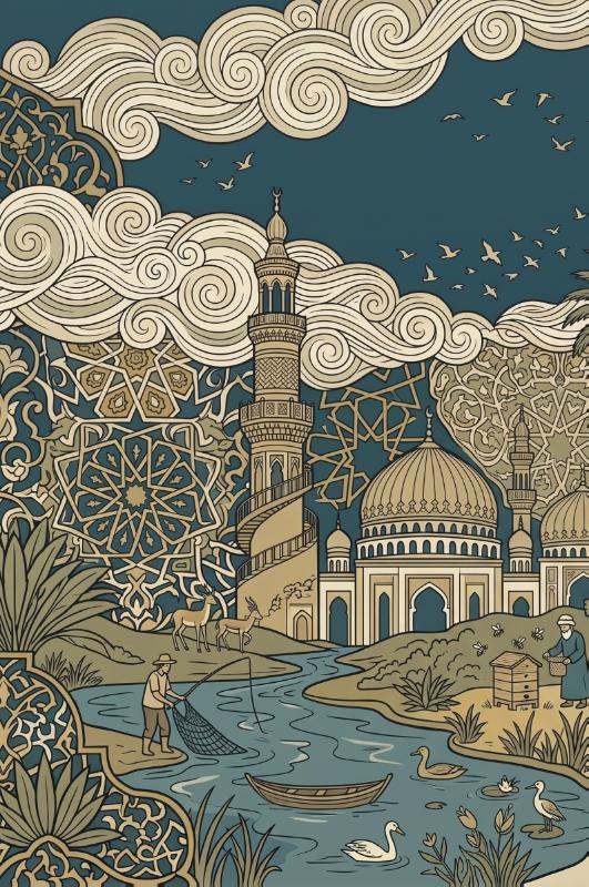 Achterkant van Moskeeën en minaretten