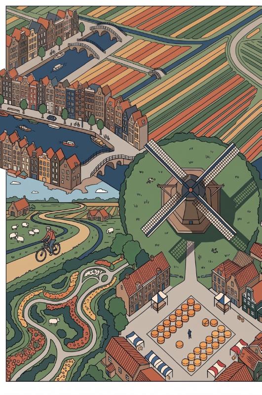 Achterkant van Nederland van bovenaf
