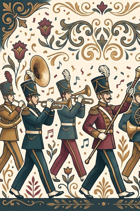 Achterkant van Fanfares