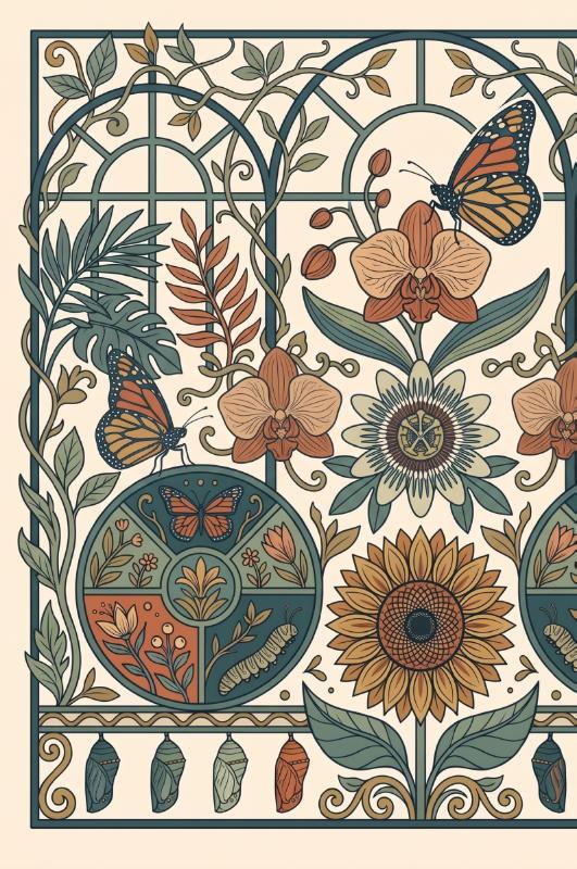 Achterkant van De vlindertuin in de kas