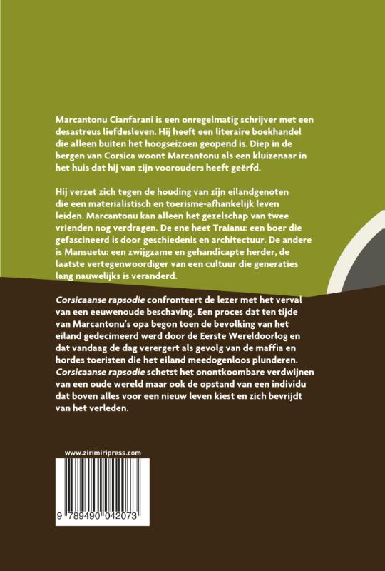 Achterkant van Corsicaanse rapsodie