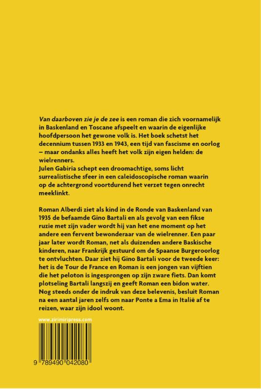 Achterkant van Van daarboven zie je de zee