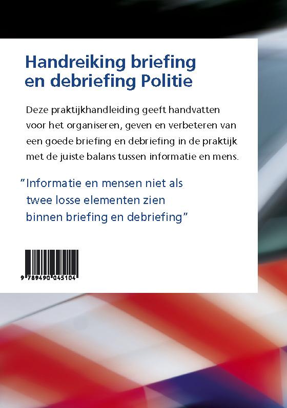 Achterkant van Handreiking briefing en debriefing politie