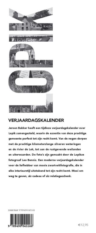 Achterkant van Verjaardagskalender Lopik