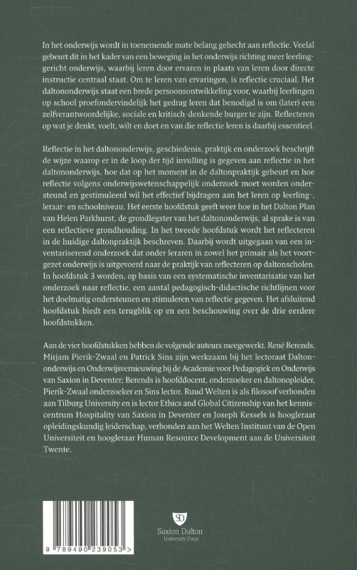 Achterkant van Reflectie in het daltononderwijs
