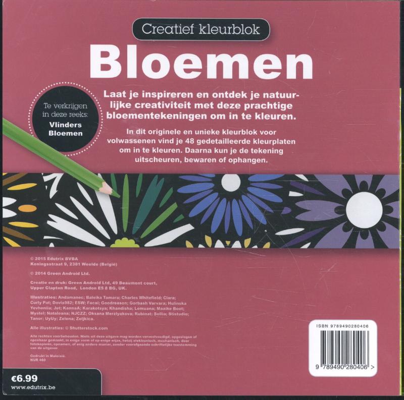 Achterkant van Creatief kleurblok bloemen