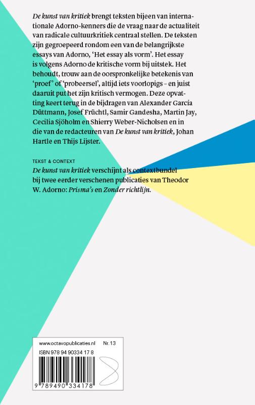 Achterkant van De kunst van kritiek