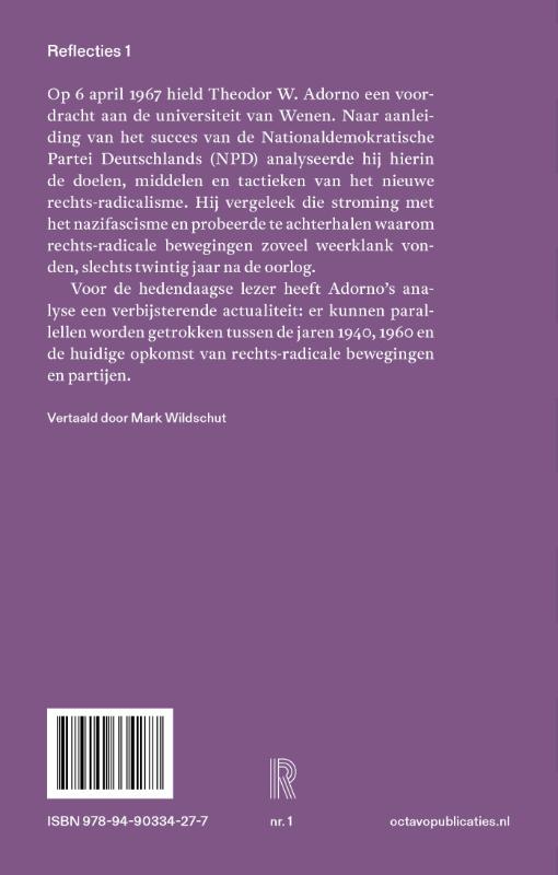 Achterkant van Aspecten van het nieuwe rechts-radicalisme