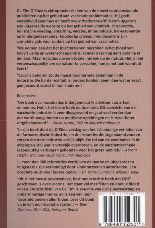Achterkant van Vaccinatie is geen immunisatie