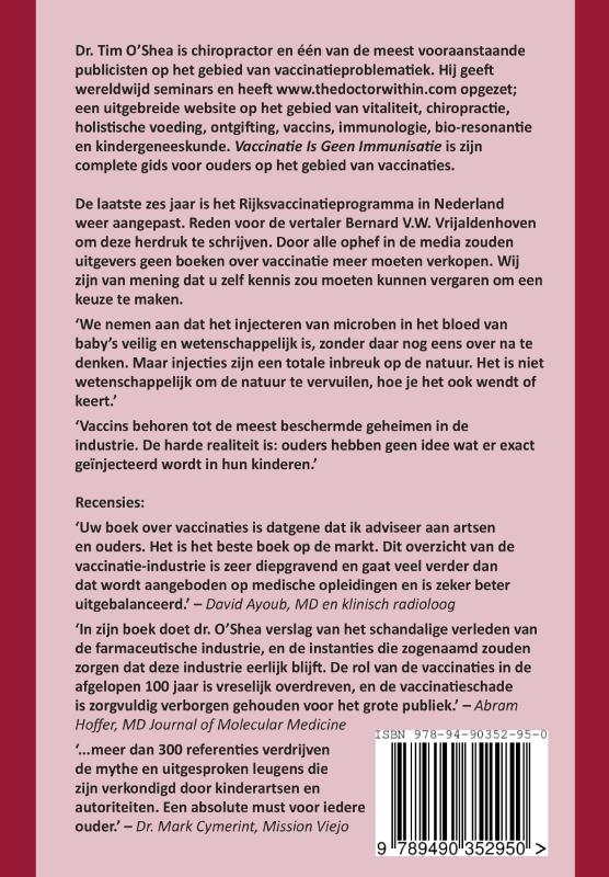 Achterkant van Vaccinatie Is Geen Immunisatie