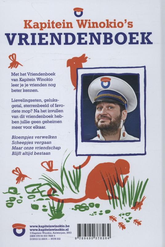 Achterkant van Kapitein Winokio s vriendenboek