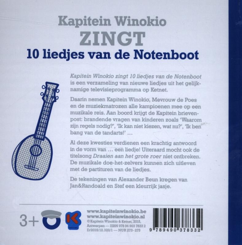 Achterkant van Kapitein Winokio zingt 10 liedjes van de Notenboot