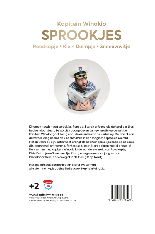 Achterkant van Kapitein Winokio sprookjes