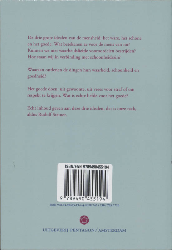 Achterkant van Waarheid, schoonheid, goedheid