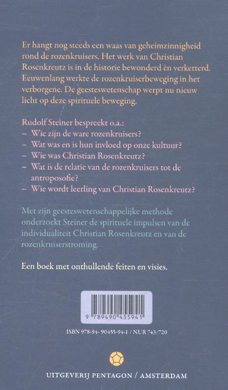 Achterkant van Christian Rosenkreutz en de rozenkruisers