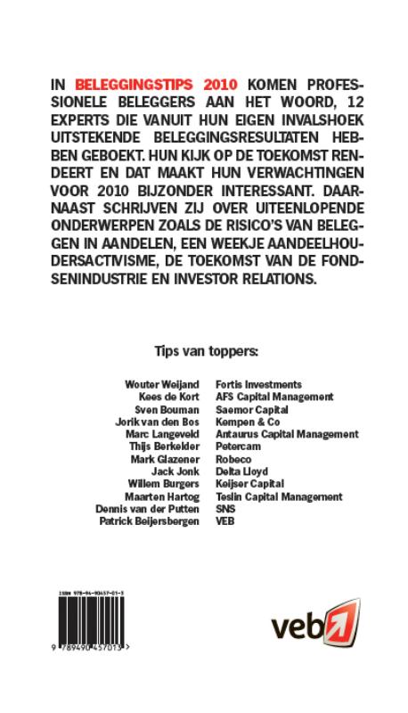 Achterkant van Beleggingstips 2010