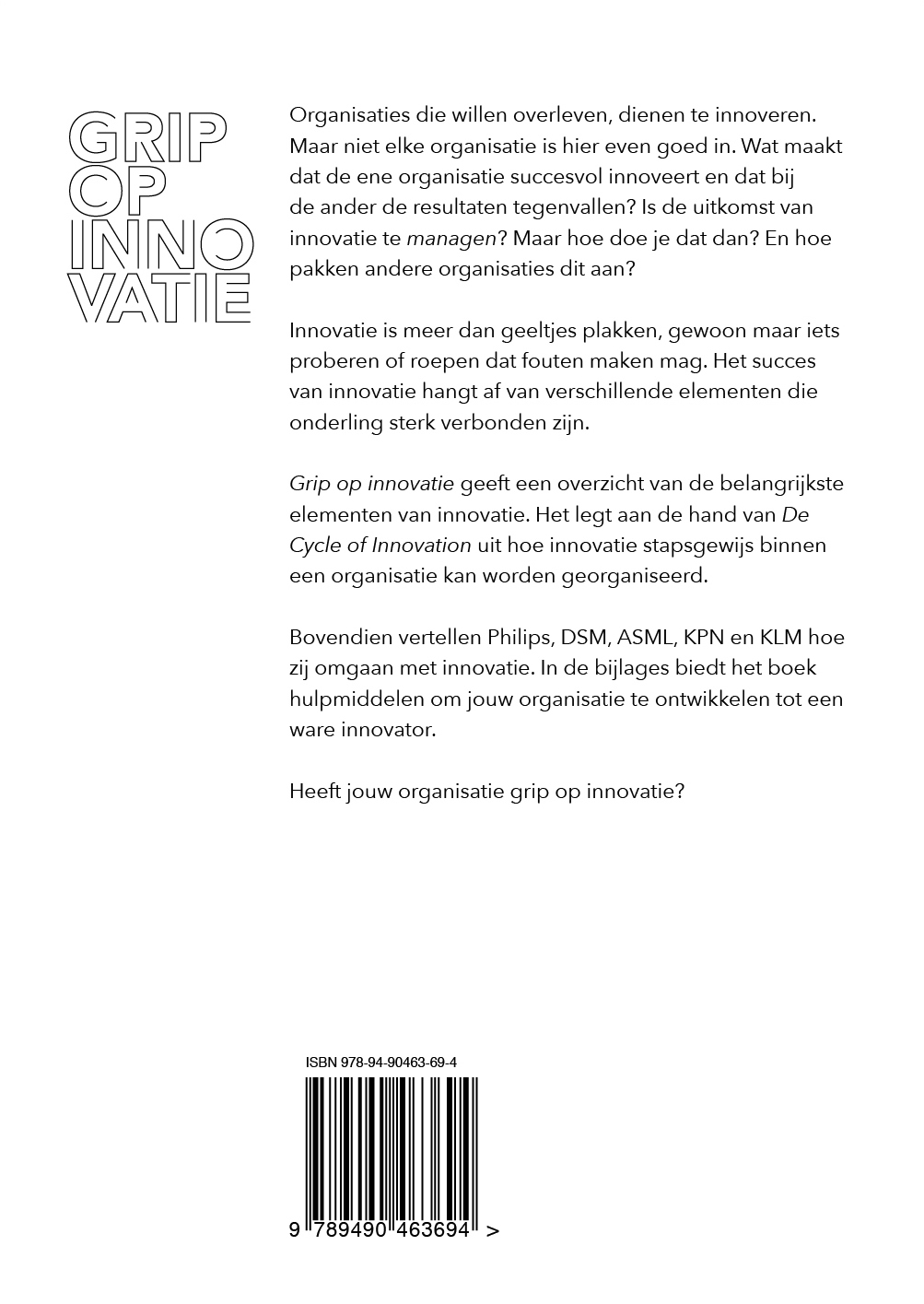 Achterkant van Grip op innovatie