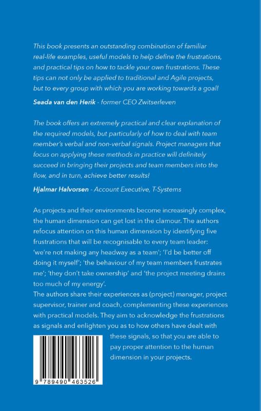 Achterkant van Five frustrations of project managers
