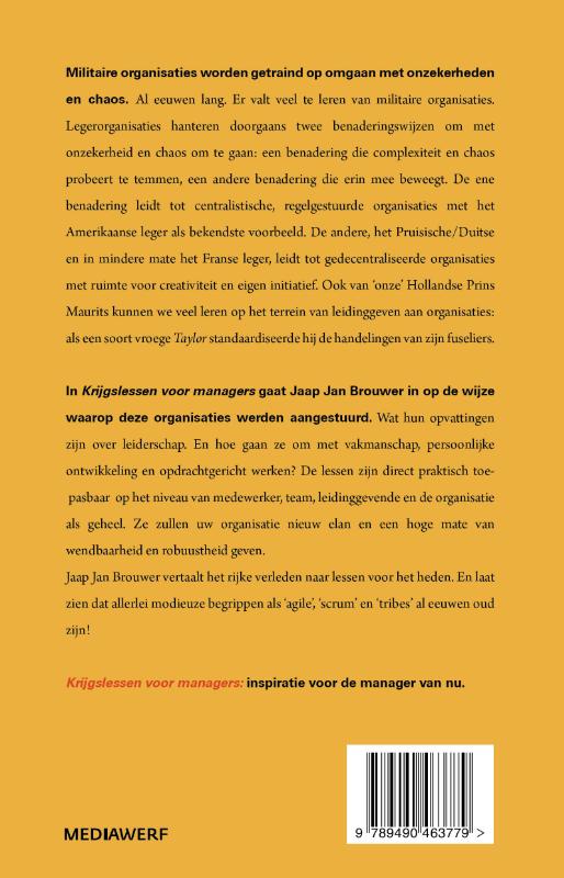 Achterkant van Krijgslessen voor managers