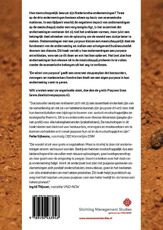 Achterkant van De Winst van Purpose