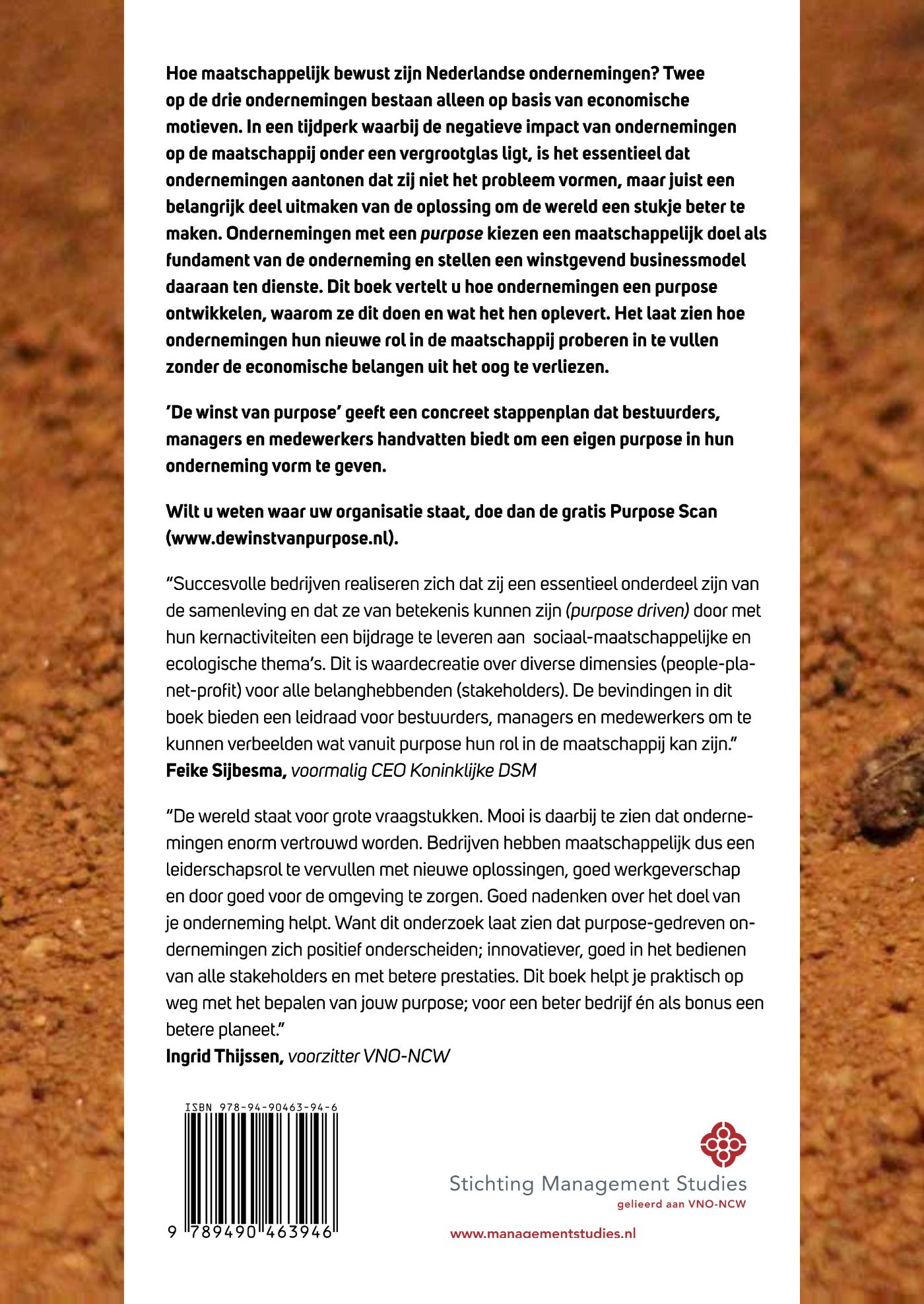 Achterkant van De Winst van Purpose