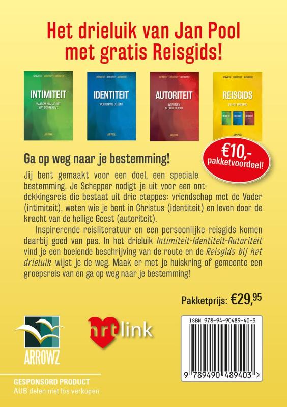 Achterkant van Drieluik-pakket van Jan Pool met gratis Reisgids!