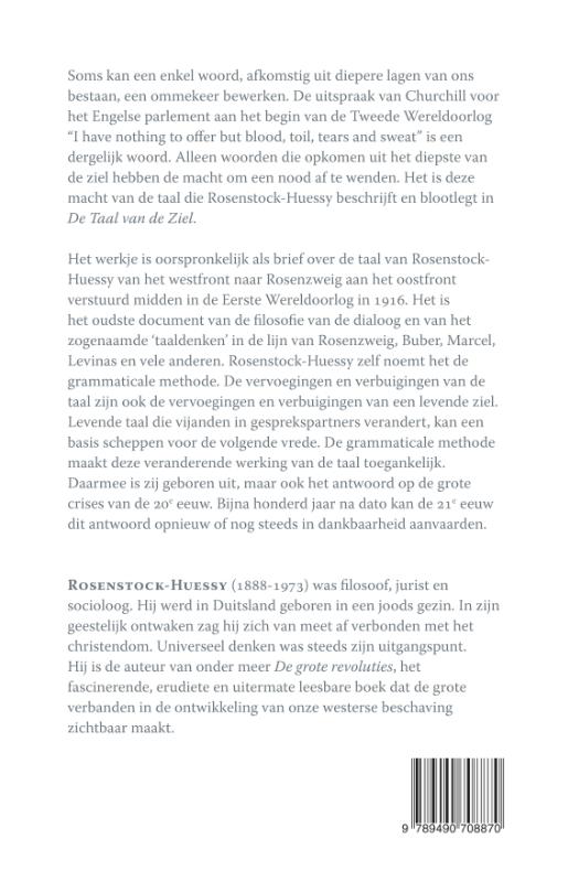 Achterkant van De taal van de ziel