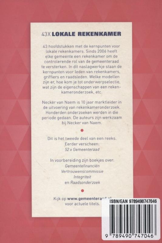 Achterkant van 43 x de lokale rekenkamer