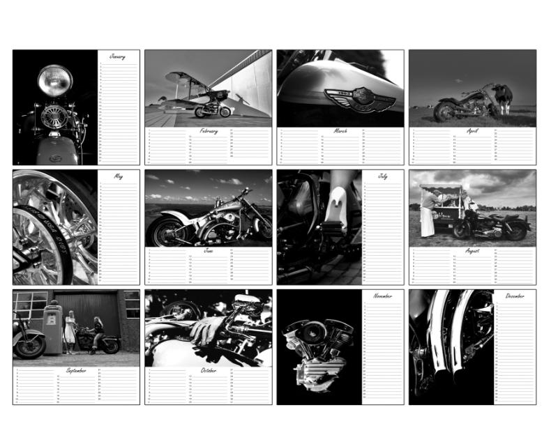 Achterkant van Harley art birthday calender