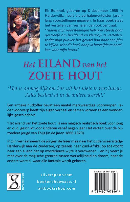 Achterkant van Het eiland van het zoete hout