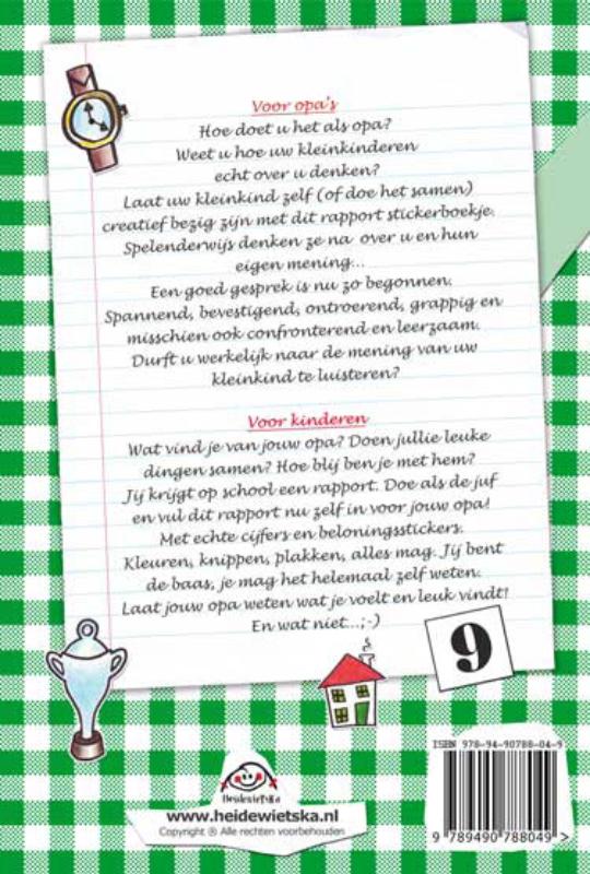 Achterkant van Rapport voor opa