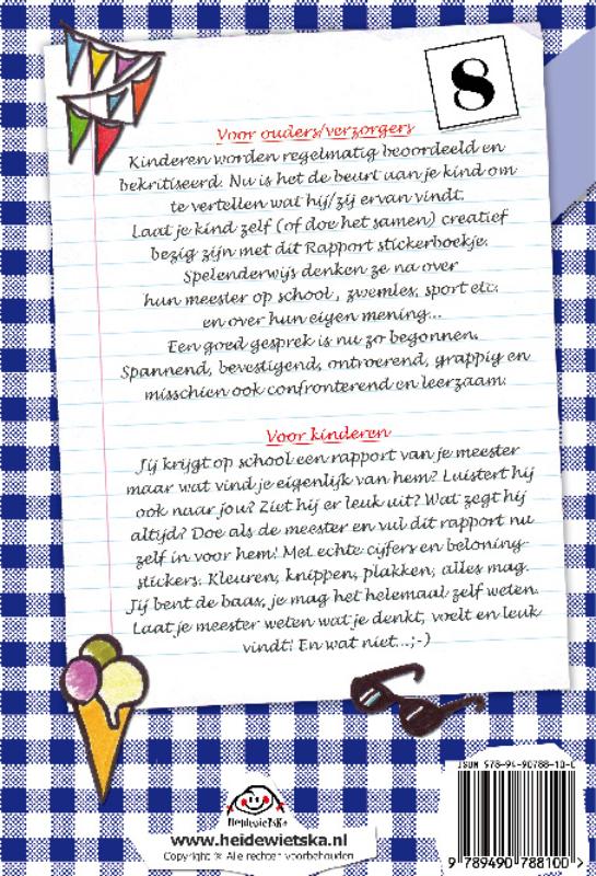 Achterkant van Rapport voor meester