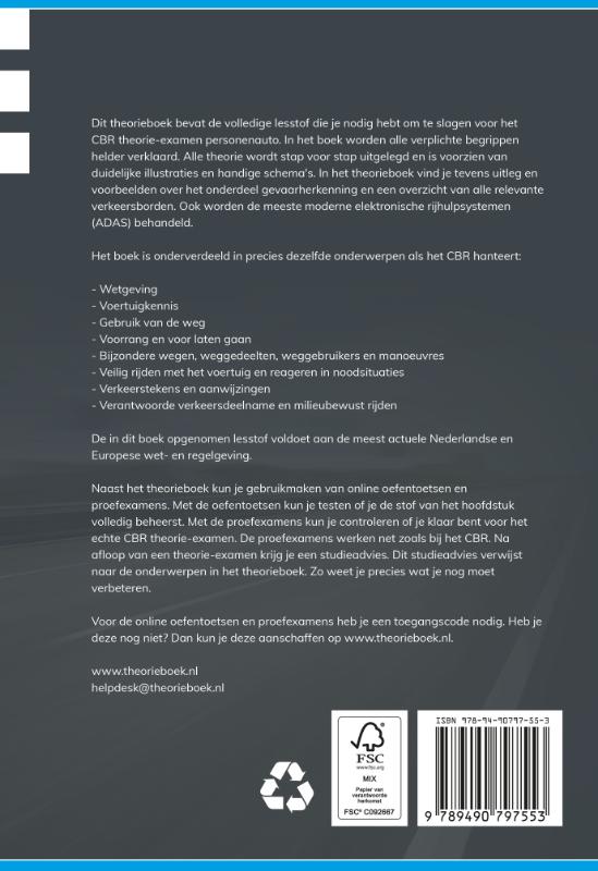 Achterkant van Theorie leren personenauto
