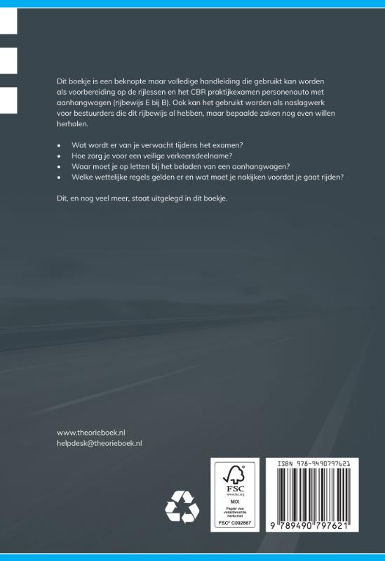 Achterkant van Praktijk leren aanhangwagen
