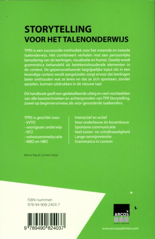 Achterkant van Storytelling voor het talenonderwijs