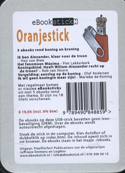 Achterkant van Oranjestick