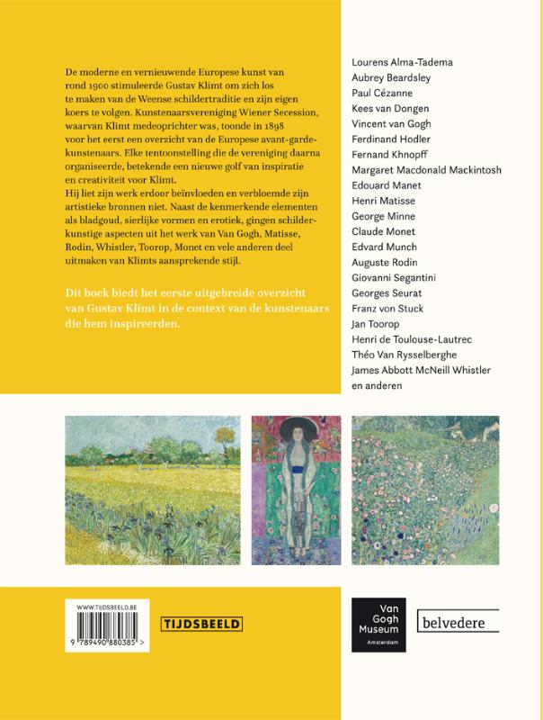 Achterkant van Klimt geïnspireerd door Van Gogh, Rodin, Matisse