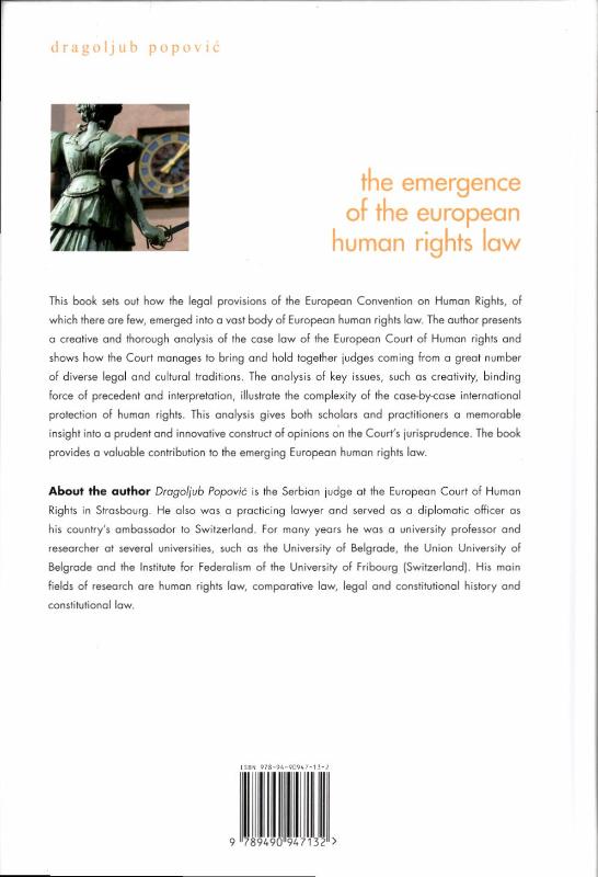 Achterkant van The emergence of the European human rights law