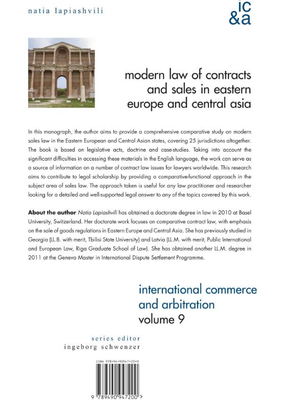 Achterkant van Modern law of contracts and sales in Eastern Europe and Central Asia
