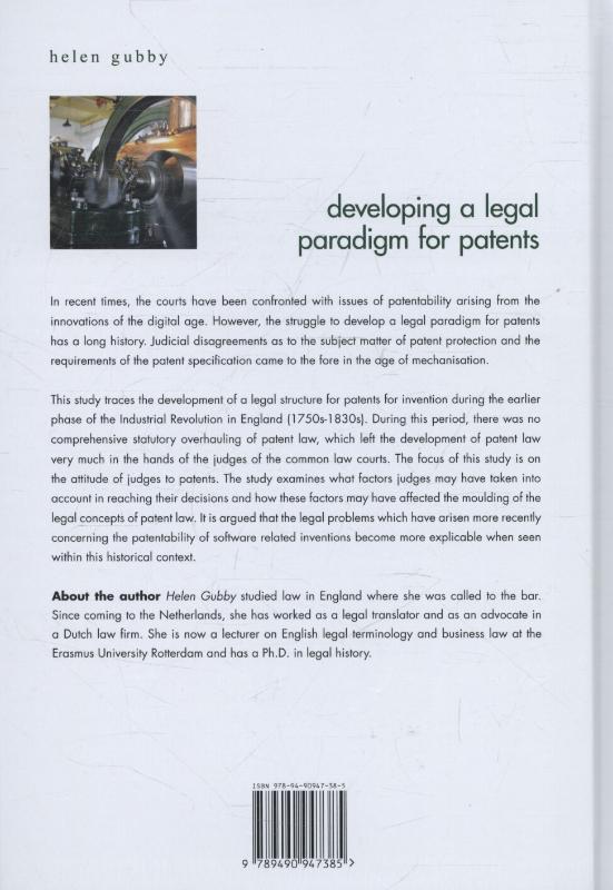 Achterkant van Developing a legal paradigm for patents